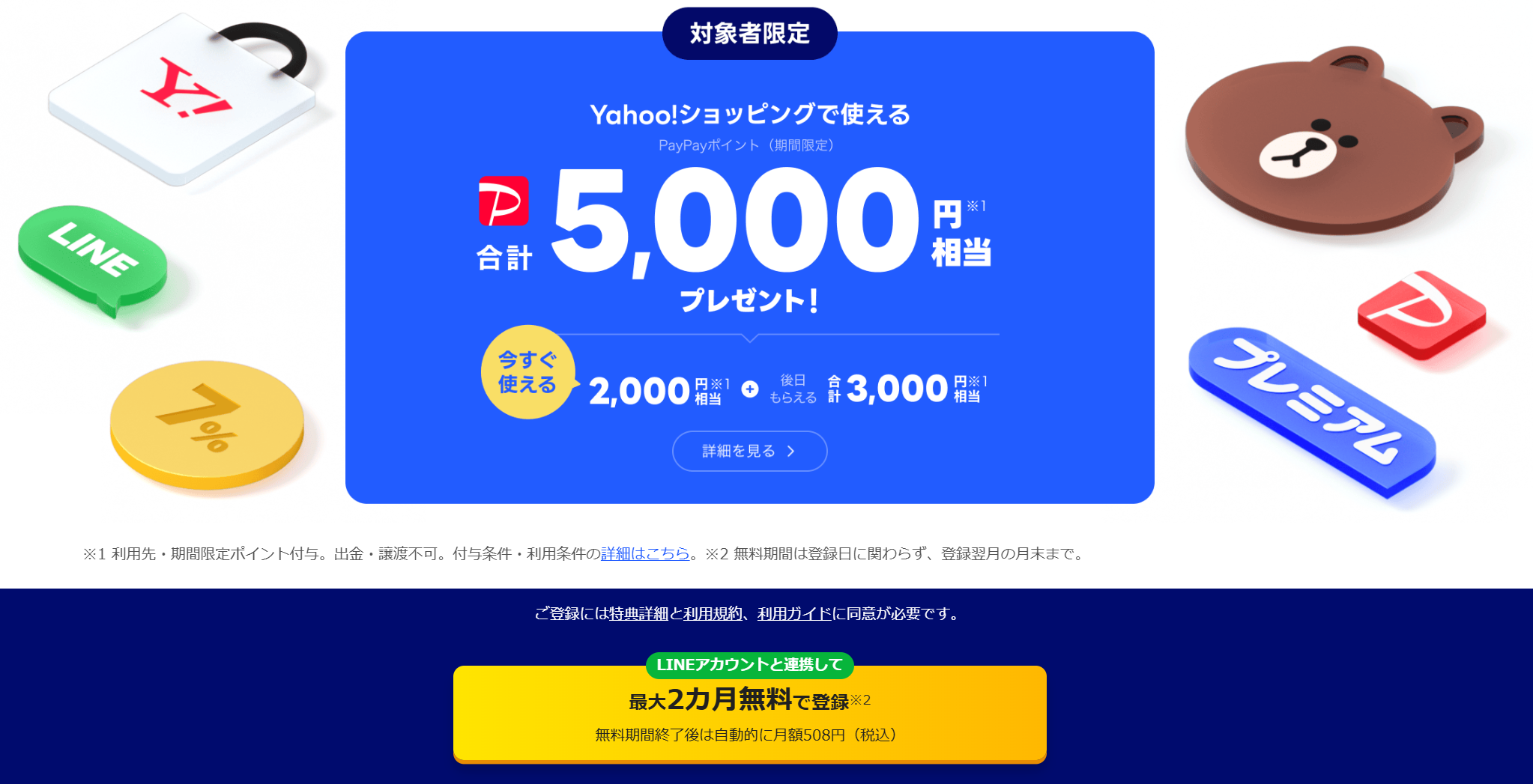 対象者はラッキー】5000P (計6,000円分) & 2か月無料！お得なLYP